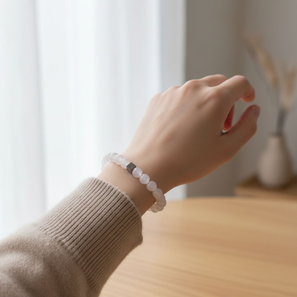 White Jade Hematite Bracelet | Calm & Balance
