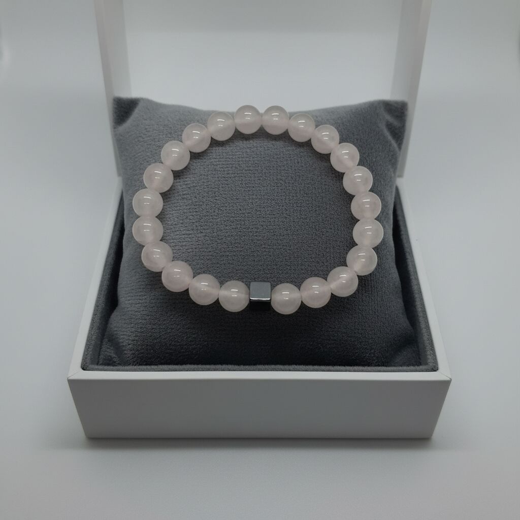 White Jade Hematite Bracelet | Calm & Balance