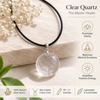 Clear Quartz Coin Pendant with Wax Cotton Chord