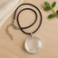 Clear Quartz Coin Pendant with Wax Cotton Chord