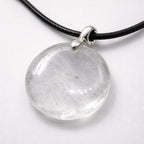 Clear Quartz Coin Pendant with Wax Cotton Chord