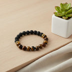 Black Lava Tiger Eye Bracelet | Grounding Strength