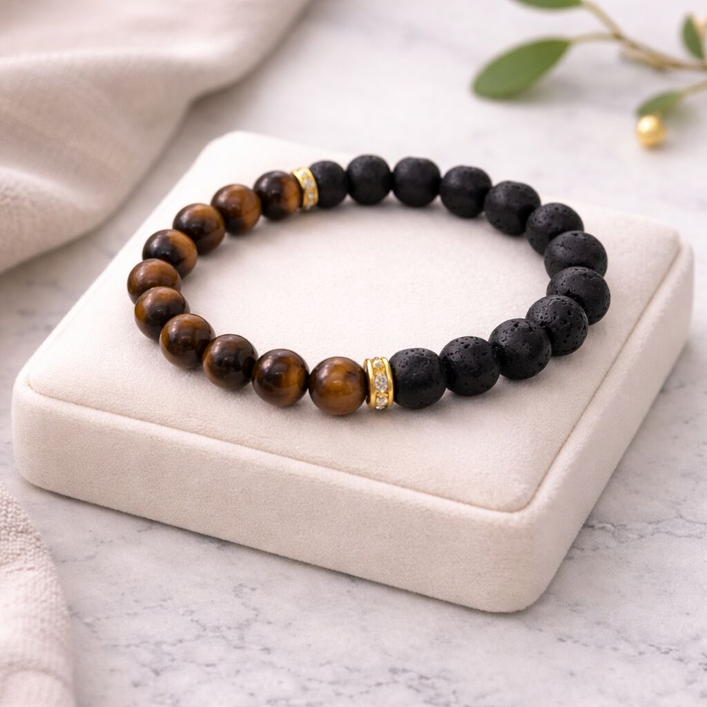 Black Lava Tiger Eye Bracelet | Grounding Strength