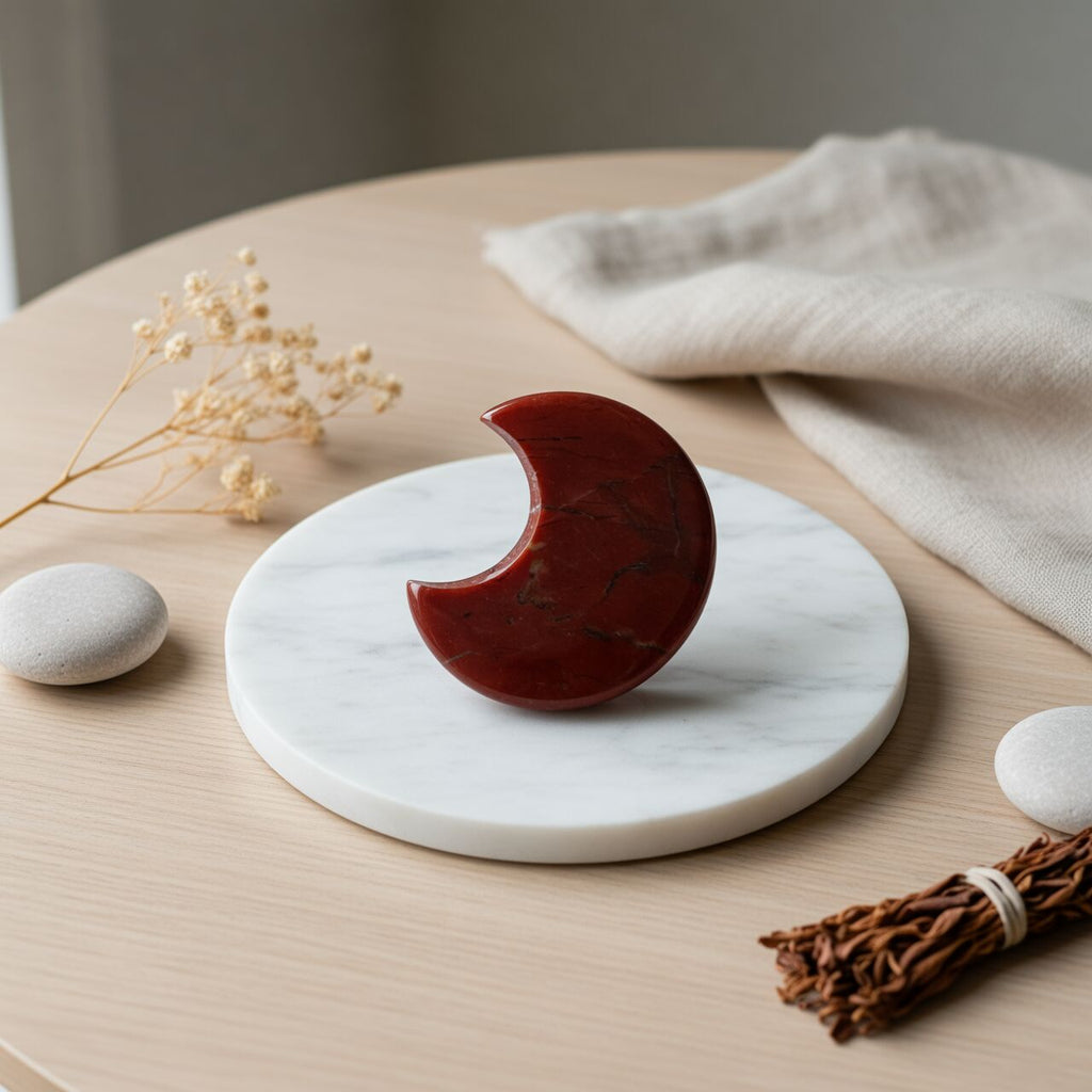 Red Jasper Moon Decor | Grounding & Stability