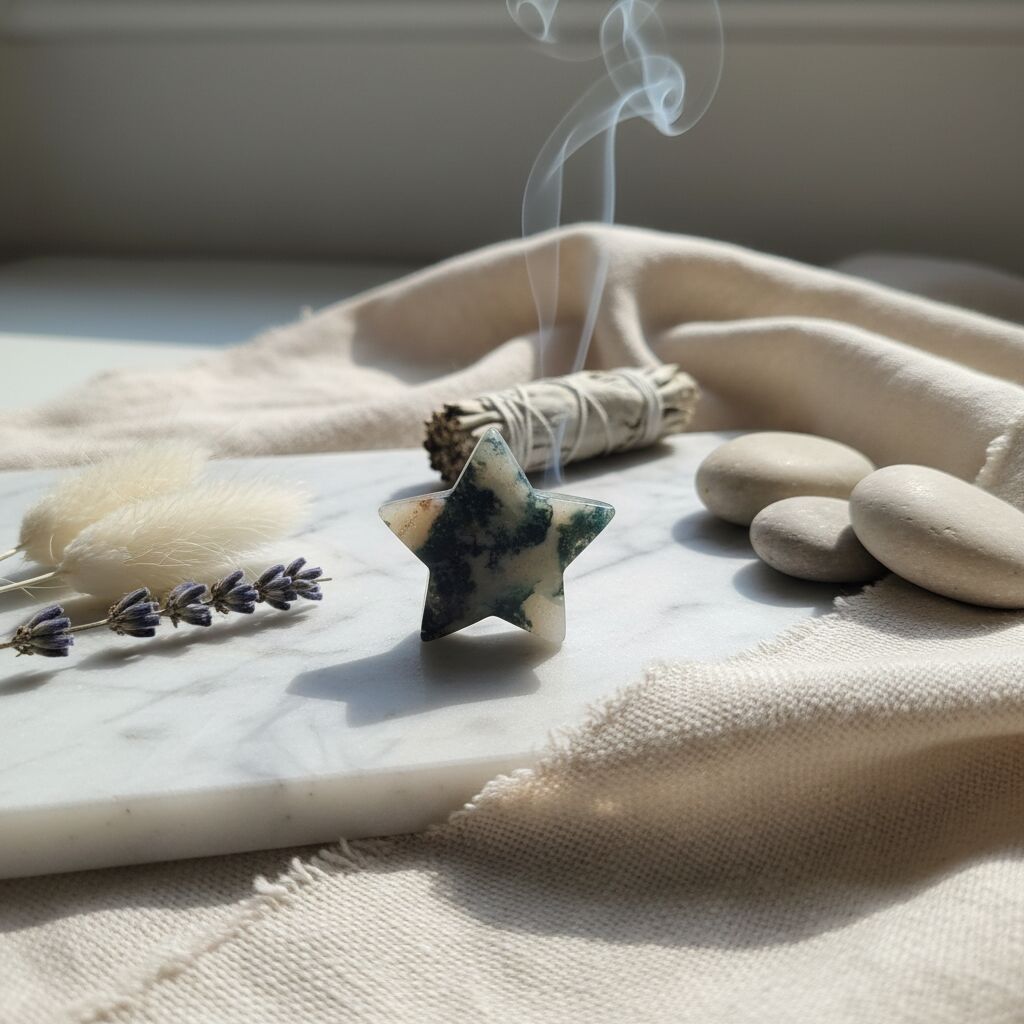 Moss Agate Star Decor | Balance & Growth