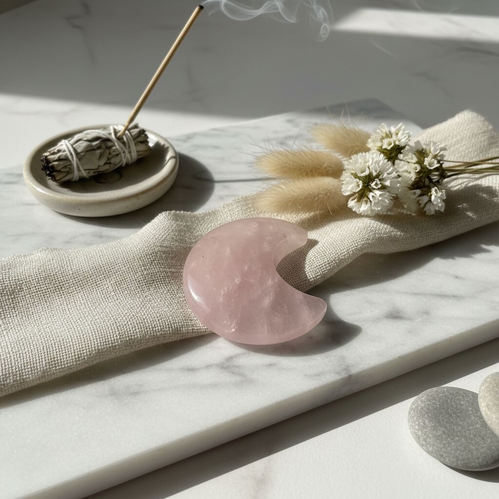 Rose Quartz Moon Decor | Calm & Self Love