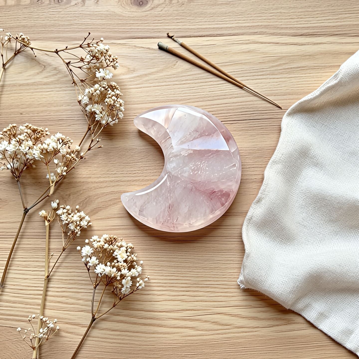 Rose Quartz Moon Decor | Calm & Self Love