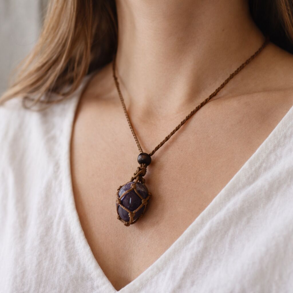 Amethyst Nugget Necklace | Calm & Boho Style Secondary image