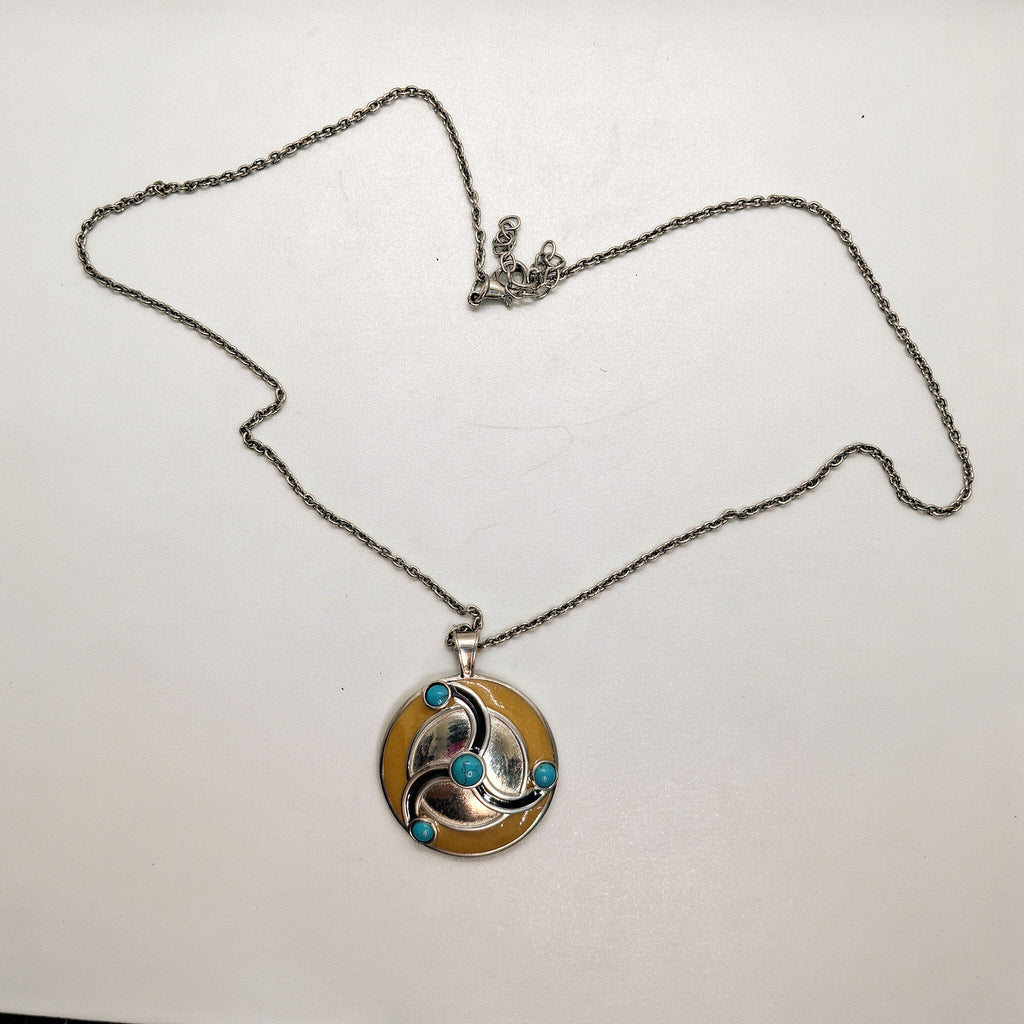 Enamel Pendant Necklace | Minimal Silver Elegance