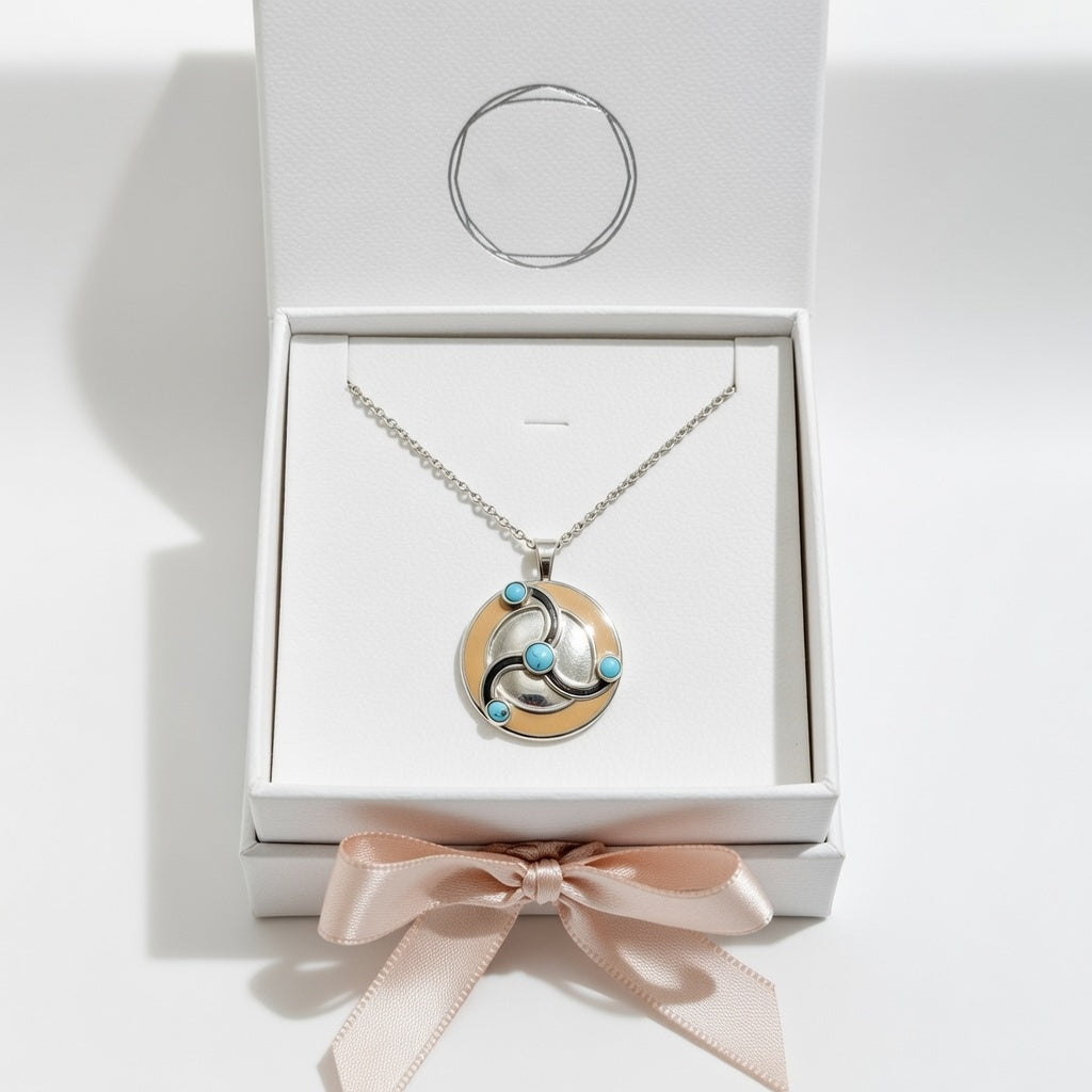 Enamel Pendant Necklace | Minimal Silver Elegance