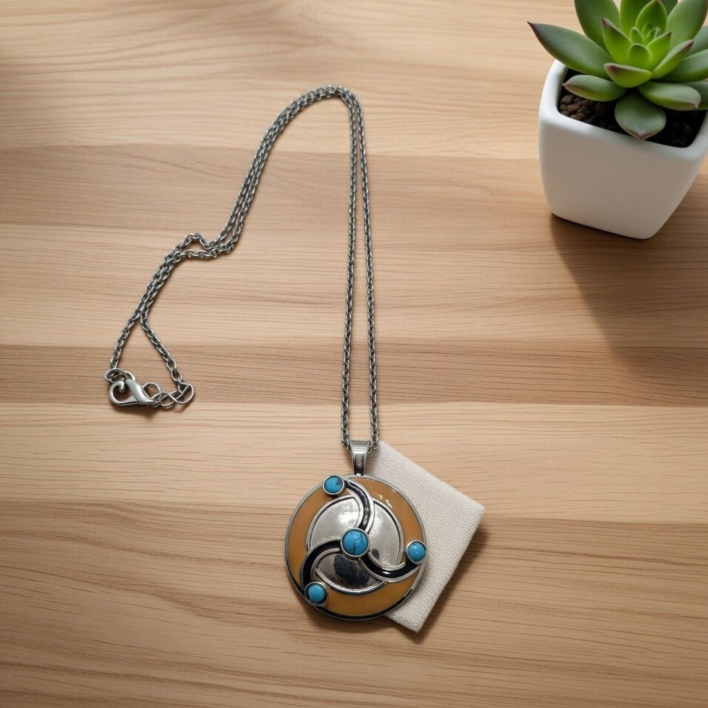 Enamel Pendant Necklace | Minimal Silver Elegance