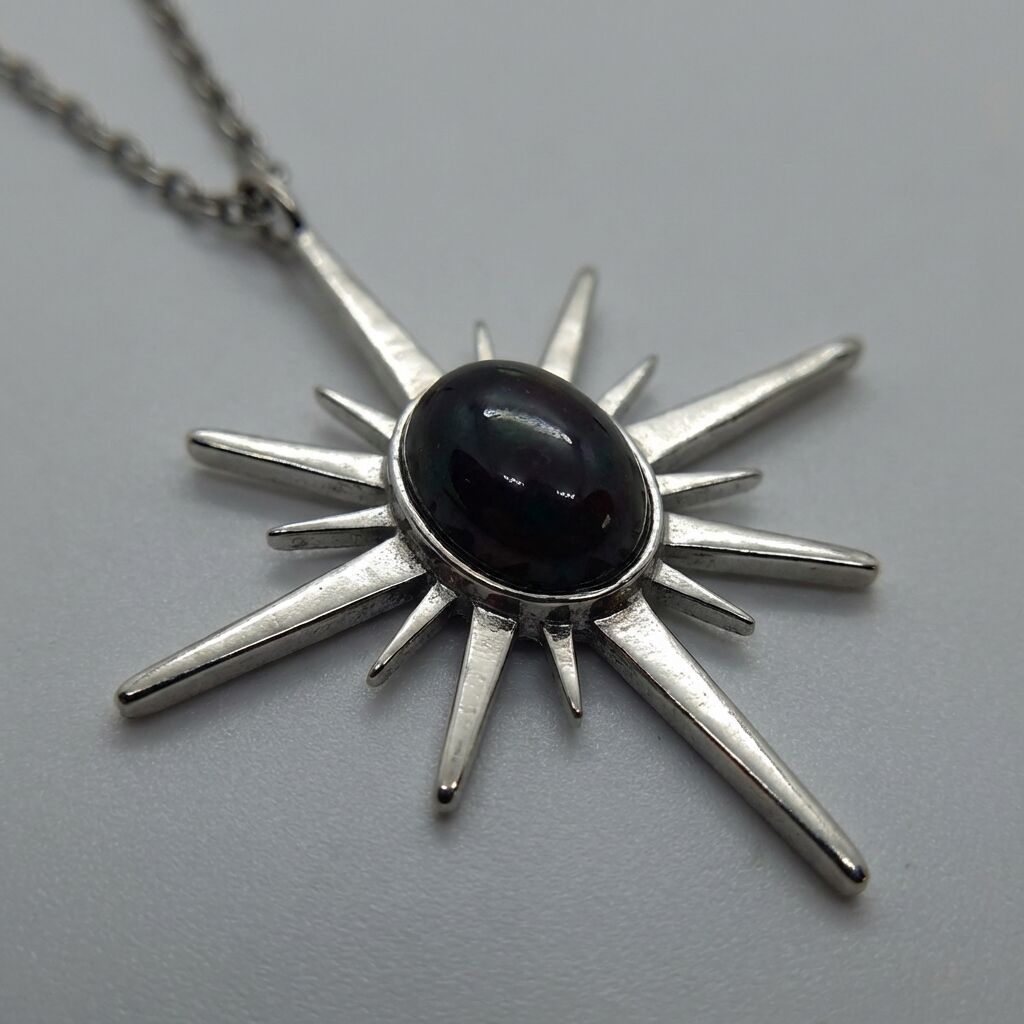 Black Agate Sunburst Pendant | Strength & Protection