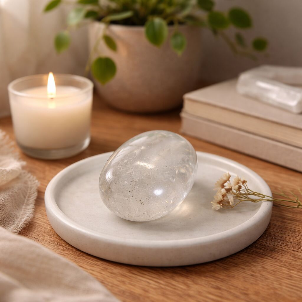 Clear Quartz Palm Stone | Clarity & Balance