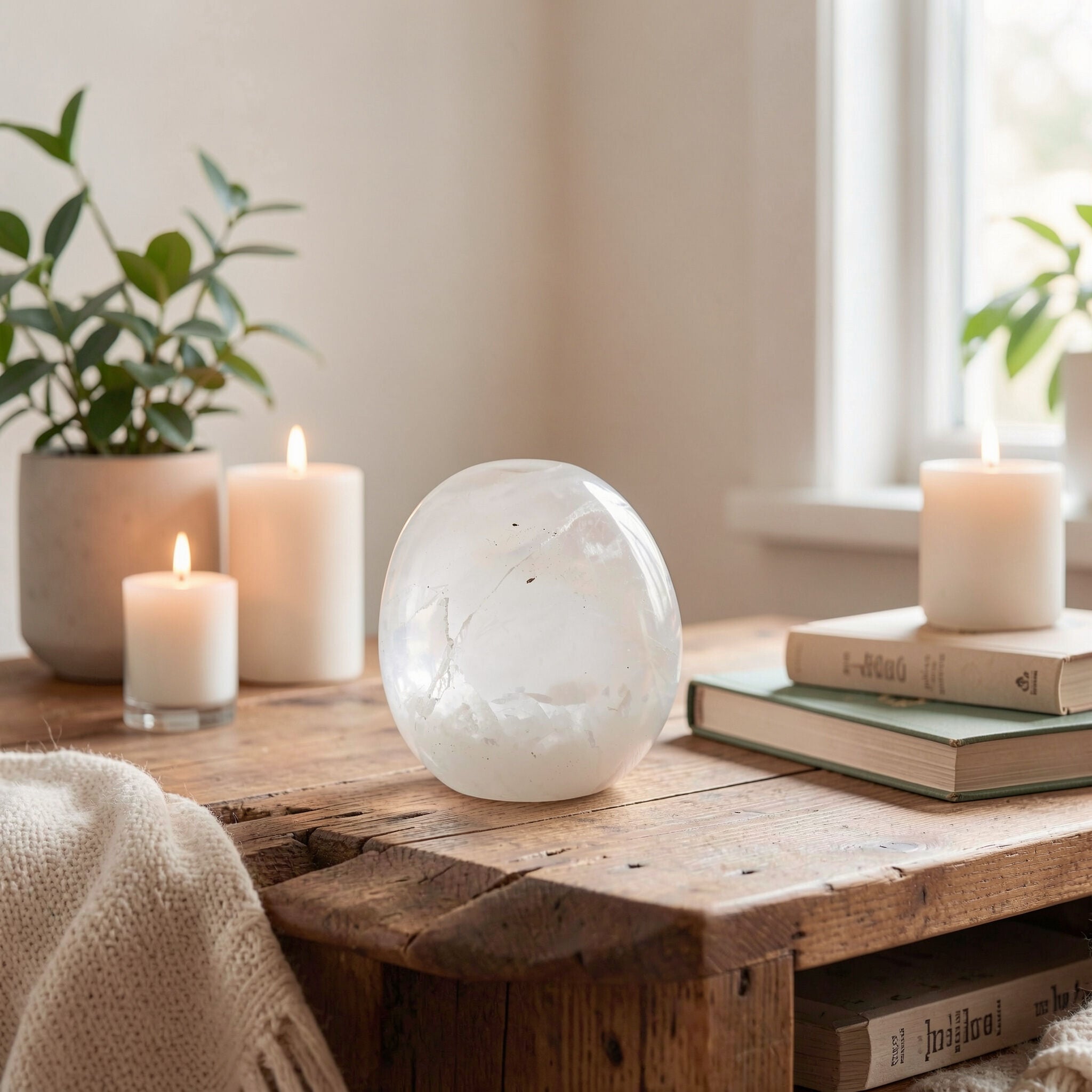 Clear Quartz Palm Stone | Clarity & Balance