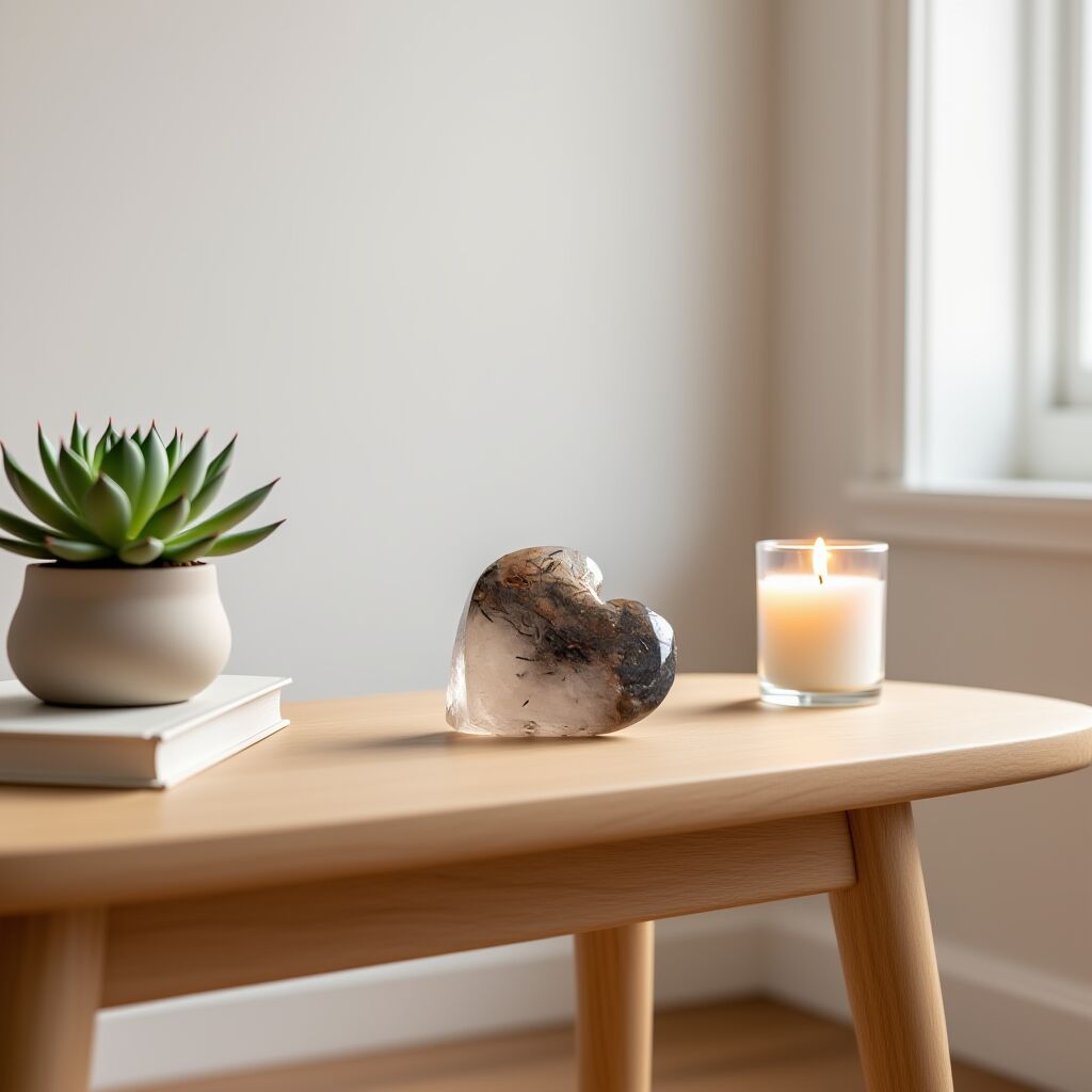 Black Rutilated Quartz Heart | Strength & Balance