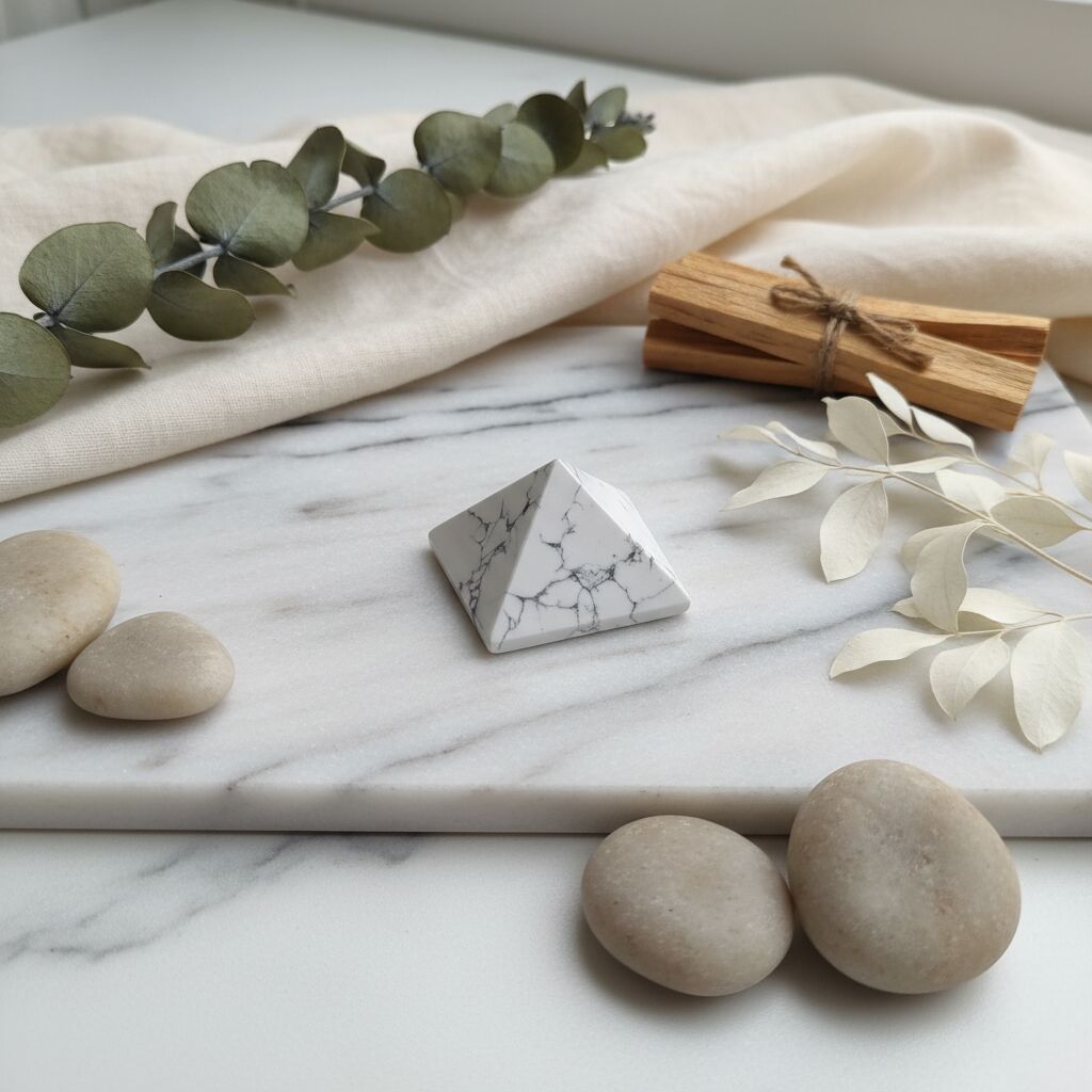 White Howlite Pyramid | Calm & Focus Main image