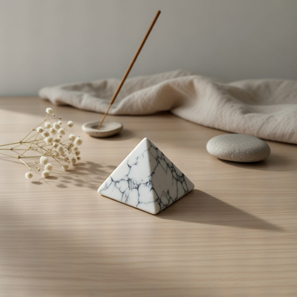 White Howlite Pyramid | Calm & Focus