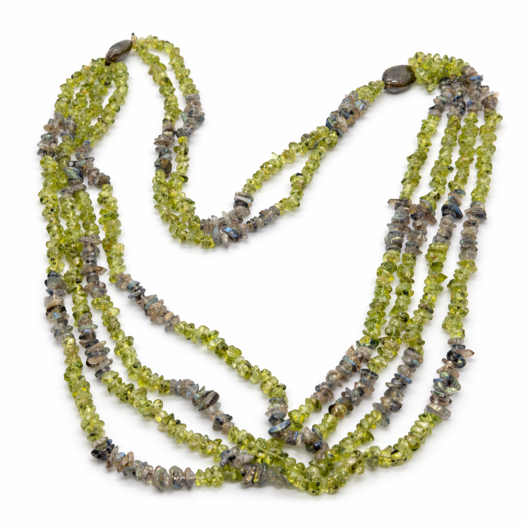 Peridot and Labradorite Tiny Nuggets Necklace Secondary image