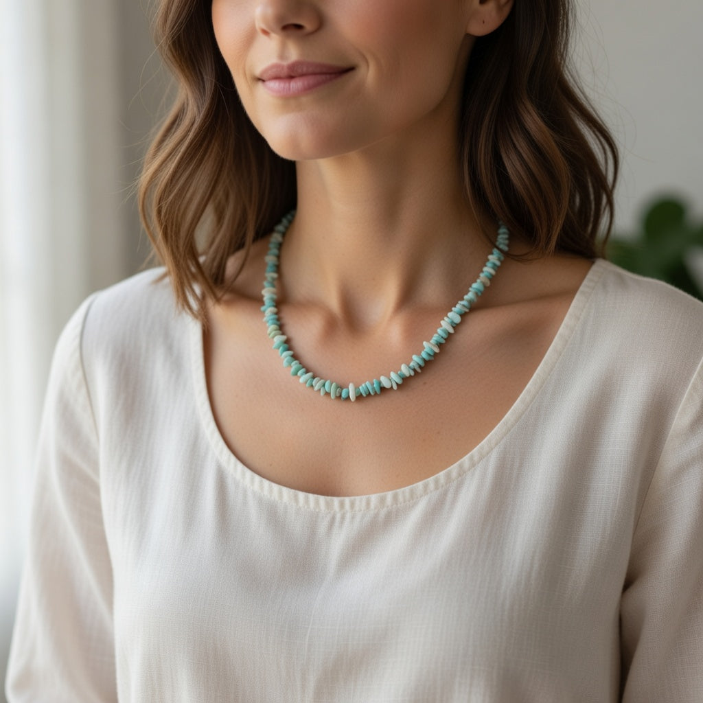 Larimar Necklace| Calm Ocean Blue Elegance