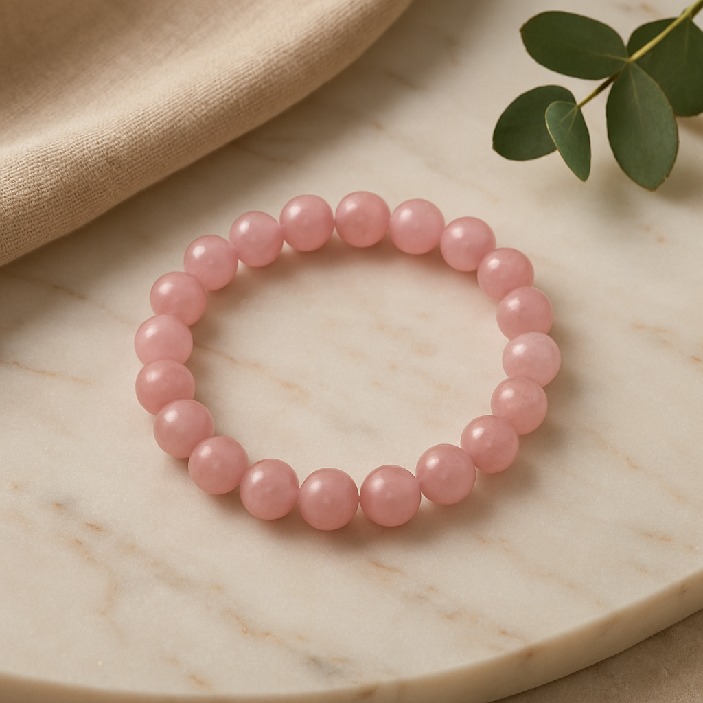 Rose Quartz 8mm Smooth Ball Stretchable Bracelet Secondary image