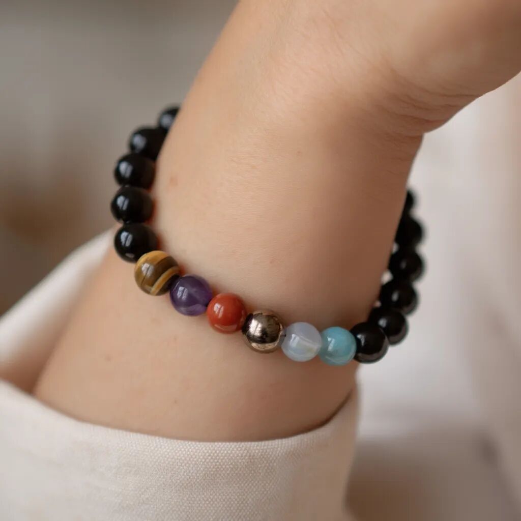 Black Agate & Chakra Bracelet | Balance & Protection Secondary image