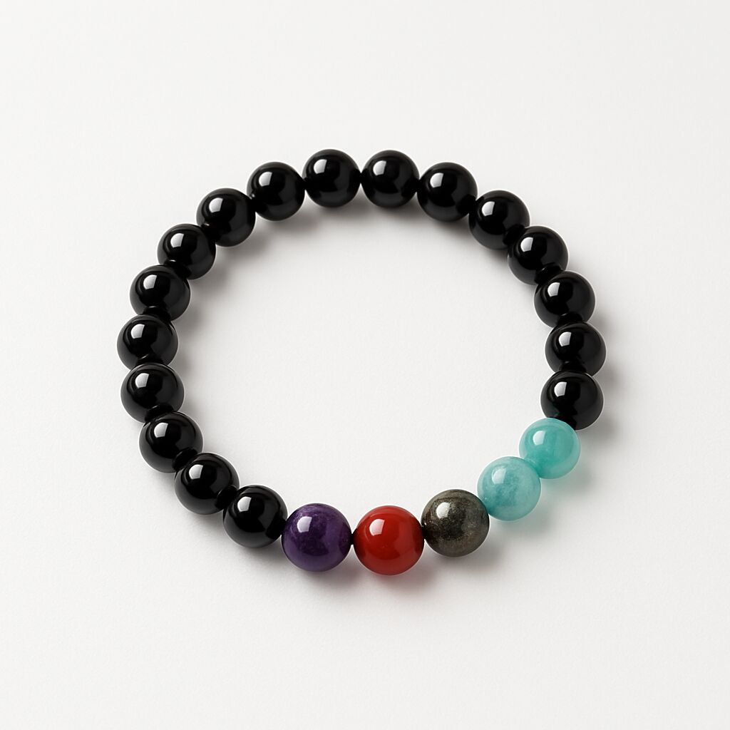 Black Agate & Chakra Bracelet | Balance & Protection