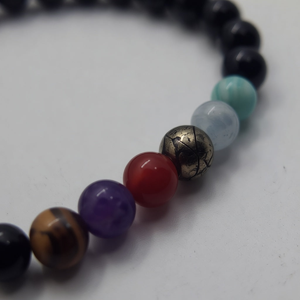 Black Agate & Chakra Bracelet | Balance & Protection