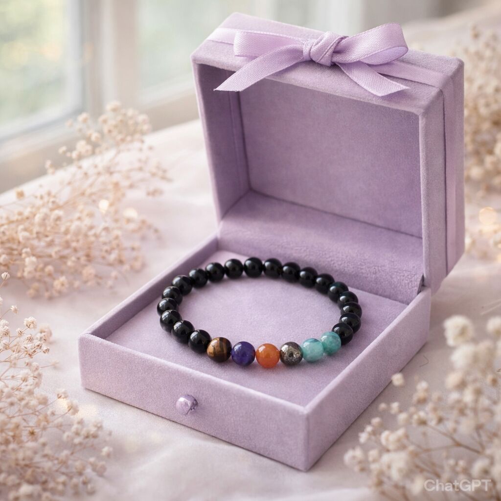 Black Agate & Chakra Bracelet | Balance & Protection