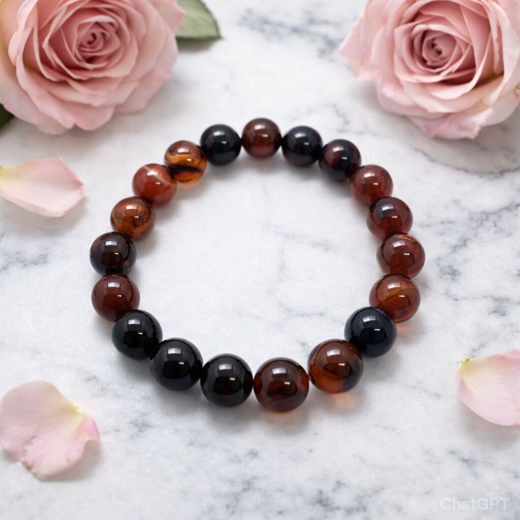 Silk Agate 8mm Smooth Ball Stretchable Bracelet Main image