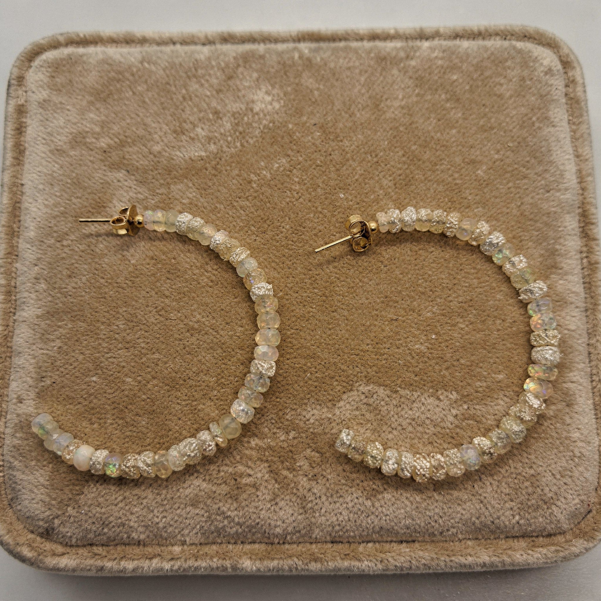 Ethiopian Opal Faceted Beads Earring in Gold Tone Secondary image