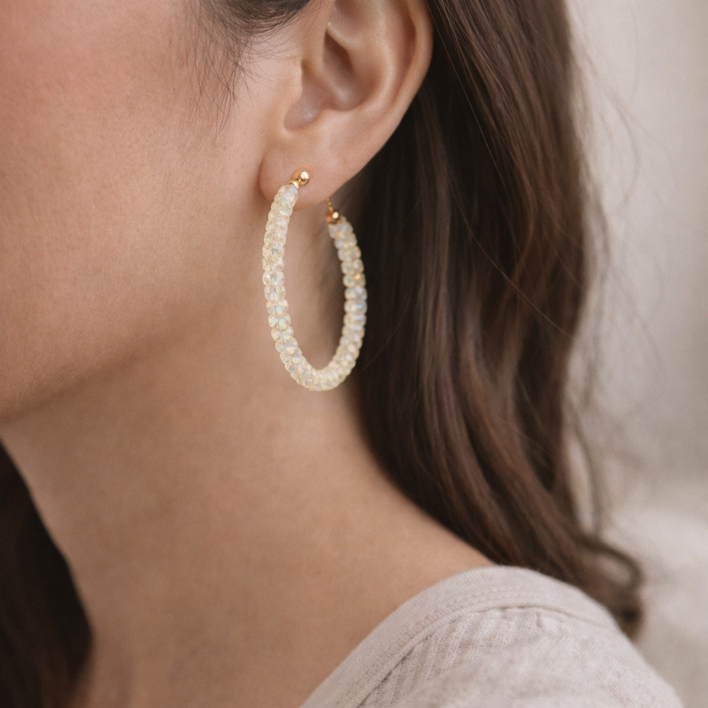 Ethiopian Opal Faceted Beads Earring in Gold Tone Main image