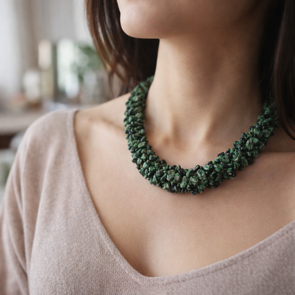 Natural Emerald Tiny Nuggets Necklace