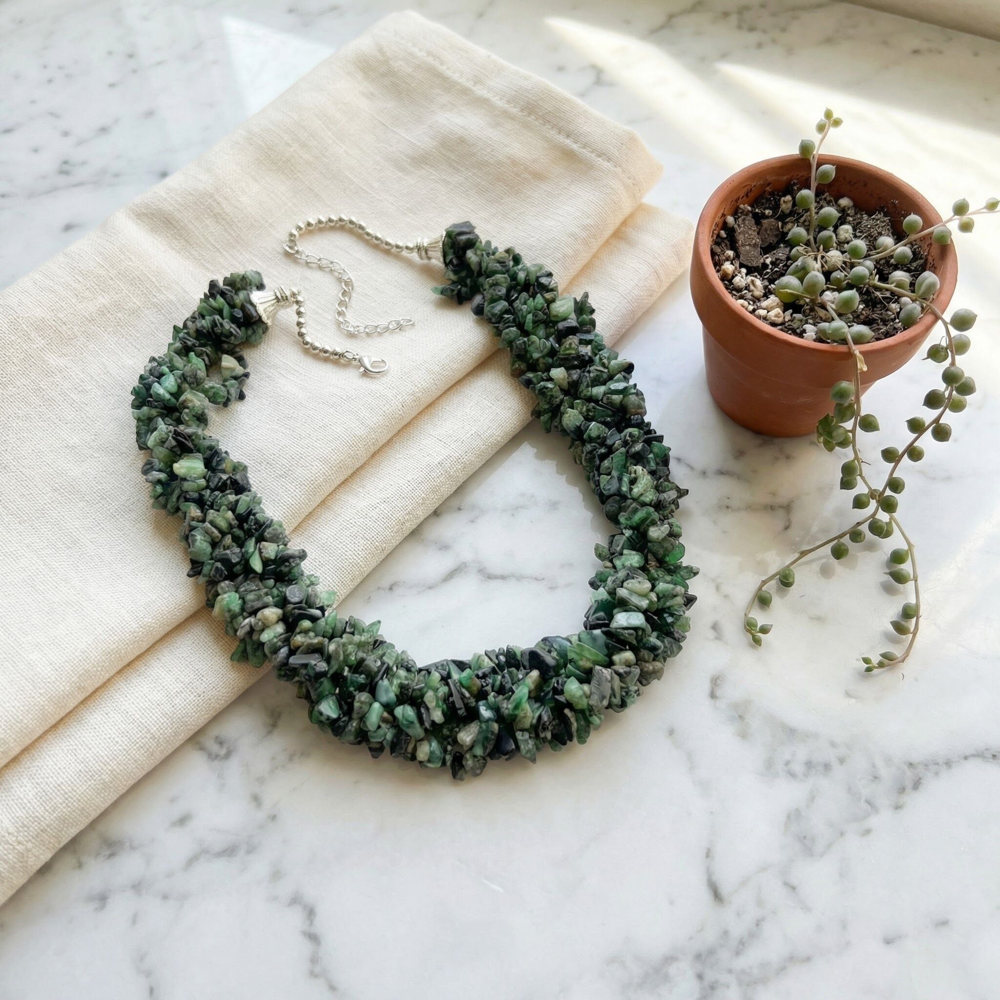 Emerald Nuggets Necklace | Luxury & Growth Energy Secondary image