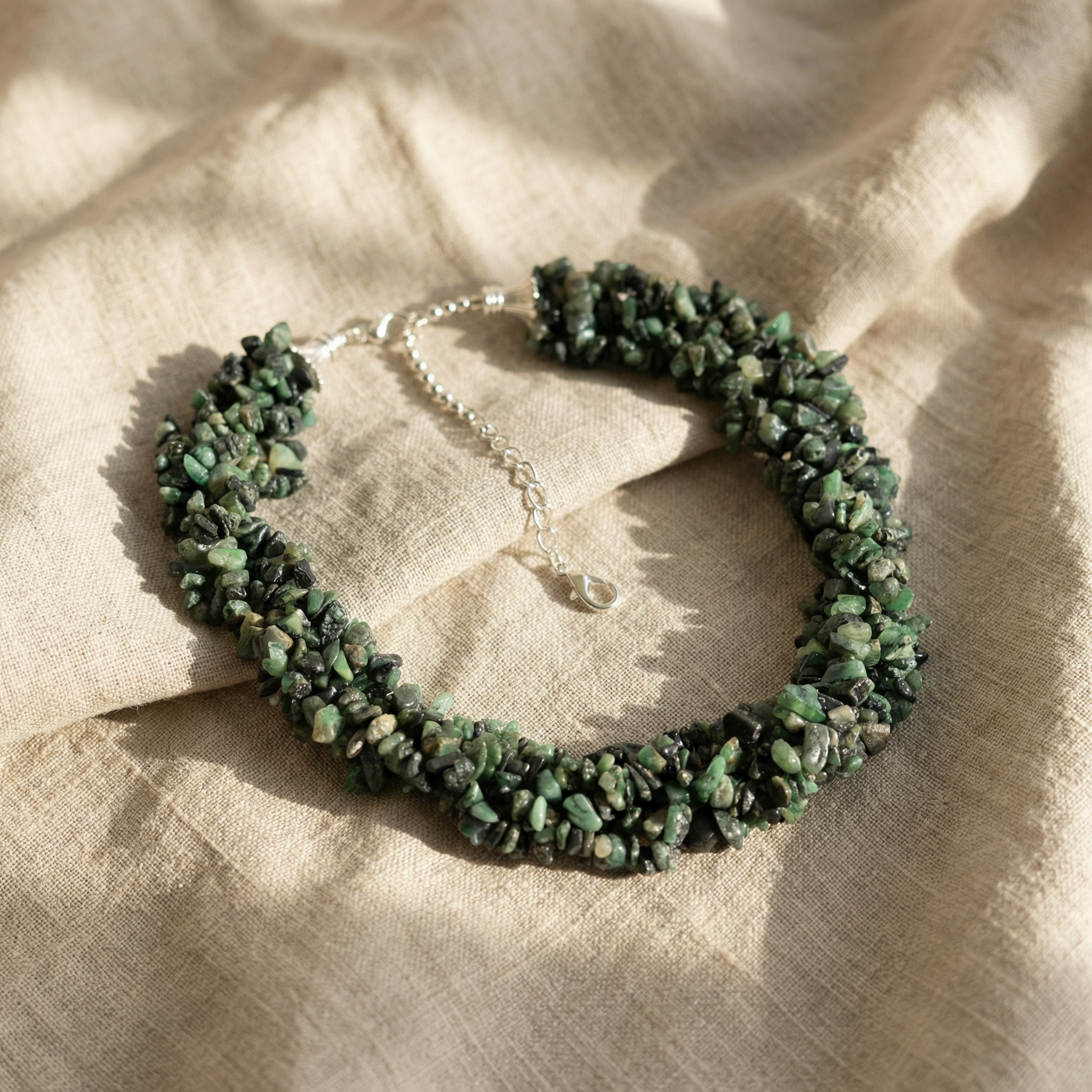 Natural Emerald Tiny Nuggets Necklace