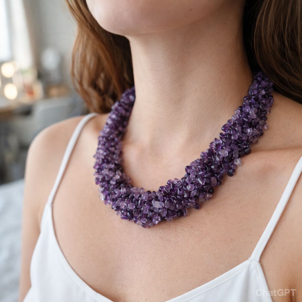 Amethyst Nuggets Necklace | Calm & Elegant Style Secondary image