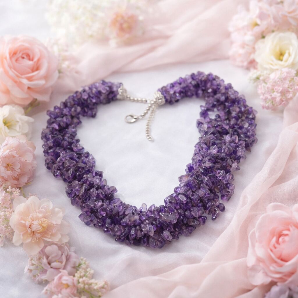 Amethyst Nuggets Necklace | Calm & Elegant Style